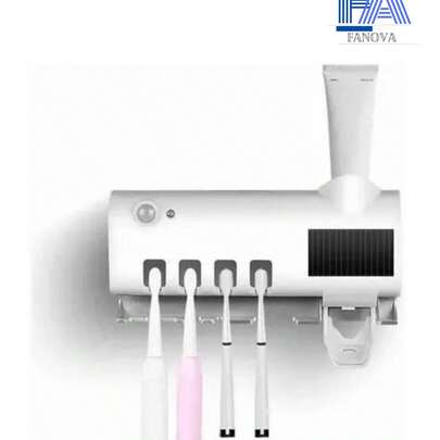 FANOVA Dispensador de Pasta Dental y Soporte para Cepillos de Dientes, Instalación con Adhesivos