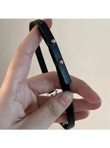 1pc Women Leather Bell Choker Necklace, Versatile For Parties, Gatherings And Daily Wear - Black - View 5