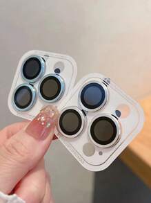 Metallic Cd Pattern Camera Lens Ring With Anti-Scratch Film Compatible With Apple Phone Rear Camera Lens Applicable To Daily Shield, Office, Home Lens Protector Phone Camera Cover Waterproof Shockproof Anti-Fall Anti-Fall Anti-Fingerprint Full Cover - Black - View 8
