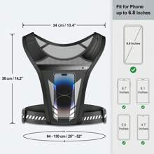1 Bộ Áo Vest Phản Quang Chạy Bộ Ngoài Trời Có Thể Đựng Bình Nước, Túi Đeo Trước Ngực Thể Thao Unisex Để Chạy Ban Đêm Với Dây Đeo Phản Quang Và Túi Đựng Điện Thoại - màu đen - Xem 2