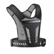 1 Bộ Áo Vest Phản Quang Chạy Bộ Ngoài Trời Có Thể Đựng Bình Nước, Túi Đeo Trước Ngực Thể Thao Unisex Để Chạy Ban Đêm Với Dây Đeo Phản Quang Và Túi Đựng Điện Thoại - màu đen - Xem 6