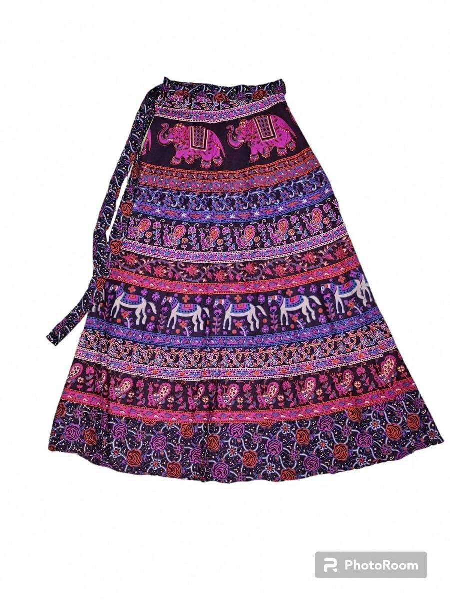 Falda  envolvente larga - Morado - Ver 1