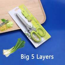 1 Miếng Đa chức năng Thép không gỉ Phòng bếp Cây kéo Đối với Hành , , Món ăn Với 5 Lớp Của Thép - màu xanh lá - Xem 8