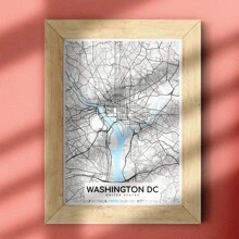 1pc A5 Size Modern Art Design Minimalist Style Linear Map Poster Of Famous Cities In Usa, Unframed, Room Decoration Gift For Living Room And Bedroom - Blue and White - View 9
