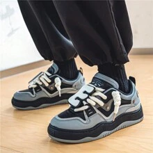 Fashionable Colorblock Loafers With Thickened Soles For Men's Casual Sports Shoes - Black - View 3