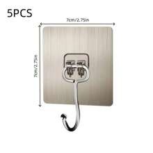 1pc,5pcs/10pcs,Strong Self Adhesive Hooks,No Punch Hooks,Waterproof And Oil-Proof,Bathroom Towel Rack,Kitchen Cookware Organizer,Kitchen Supplies Gadgets