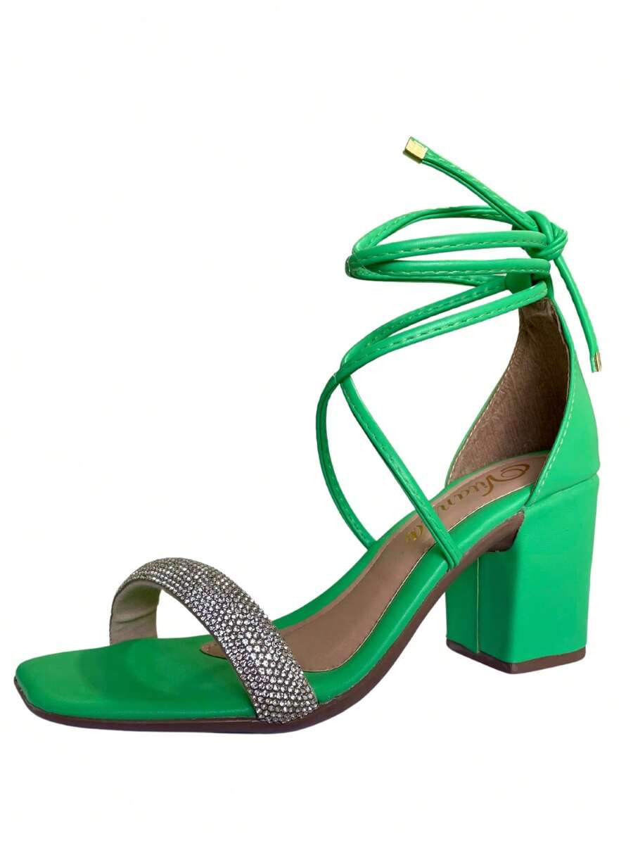 Women Heeled Sandals - màu xanh lá - Xem 1