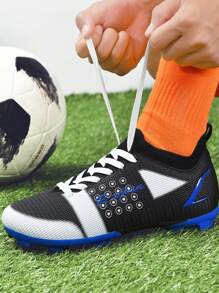 R.xjian Long Stud Soccer Shoes - Black and White - View 3