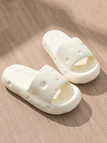Sandalias Plana Para Mujer Diseño De Queso, Sandalia De Moda De EVA De Primavera Y Verano Para Hogar Y Vacaciones - Blanco - Ver 7