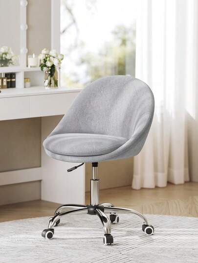 SONGMICS Silla de Oficina en Casa, Silla Giratoria de Algodón y Lino, Silla de Escritorio, Acolchada con Espuma, Altura Ajustable, para Estudio, Dormitorio, Gris Paloma