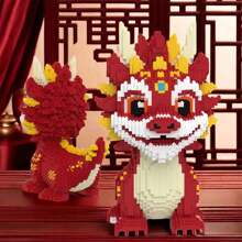 3000 piezas/set Estilo chino Qilin súper grande, bloques de construcción de dinosaurios, rompecabezas 3D de partículas pequeñas, juego de bloques de montaje con tema animal para decoración interior, adecuado para regalo de cumpleaños/Año Nuevo/regreso a la escuela/adorno de alta dificultad, decoración perfecta del hogar - Multicolor - Ver 12