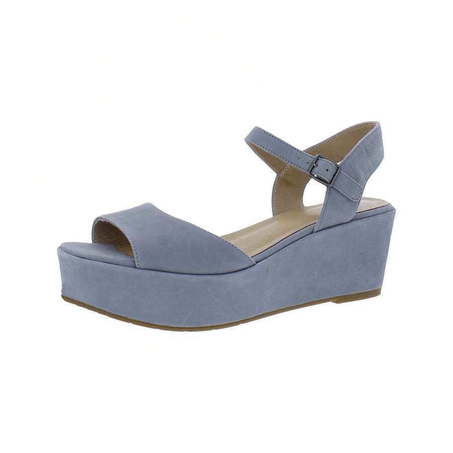EILEEN FISHER Womens Open Toe Ankle Strap Wedge Sandals - Blue - View 1