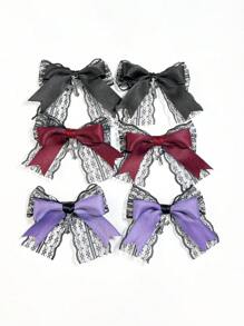 优雅两件套女士哥特风黑色蕾丝十字发饰套装，含蝴蝶结发夹，适用于马尾辫和侧发，适合节日、派对、拍照等场合。情人节爪夹发夹，发卡，校园用品，大学，女士冬季装扮，蝴蝶结，可爱，发饰，头饰 - 彩色 - 查看 12