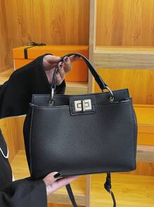 Dedoo Túi tote 2024 Mới Châu Âu và Châu Mỹ Retro Thời trang Túi xách Dung lượng lớn Thời gian rảnh rỗi Túi đeo vai Túi Messenger - màu đen - Xem 4