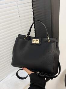 Dedoo Túi tote 2024 Mới Châu Âu và Châu Mỹ Retro Thời trang Túi xách Dung lượng lớn Thời gian rảnh rỗi Túi đeo vai Túi Messenger - màu đen - Xem 3