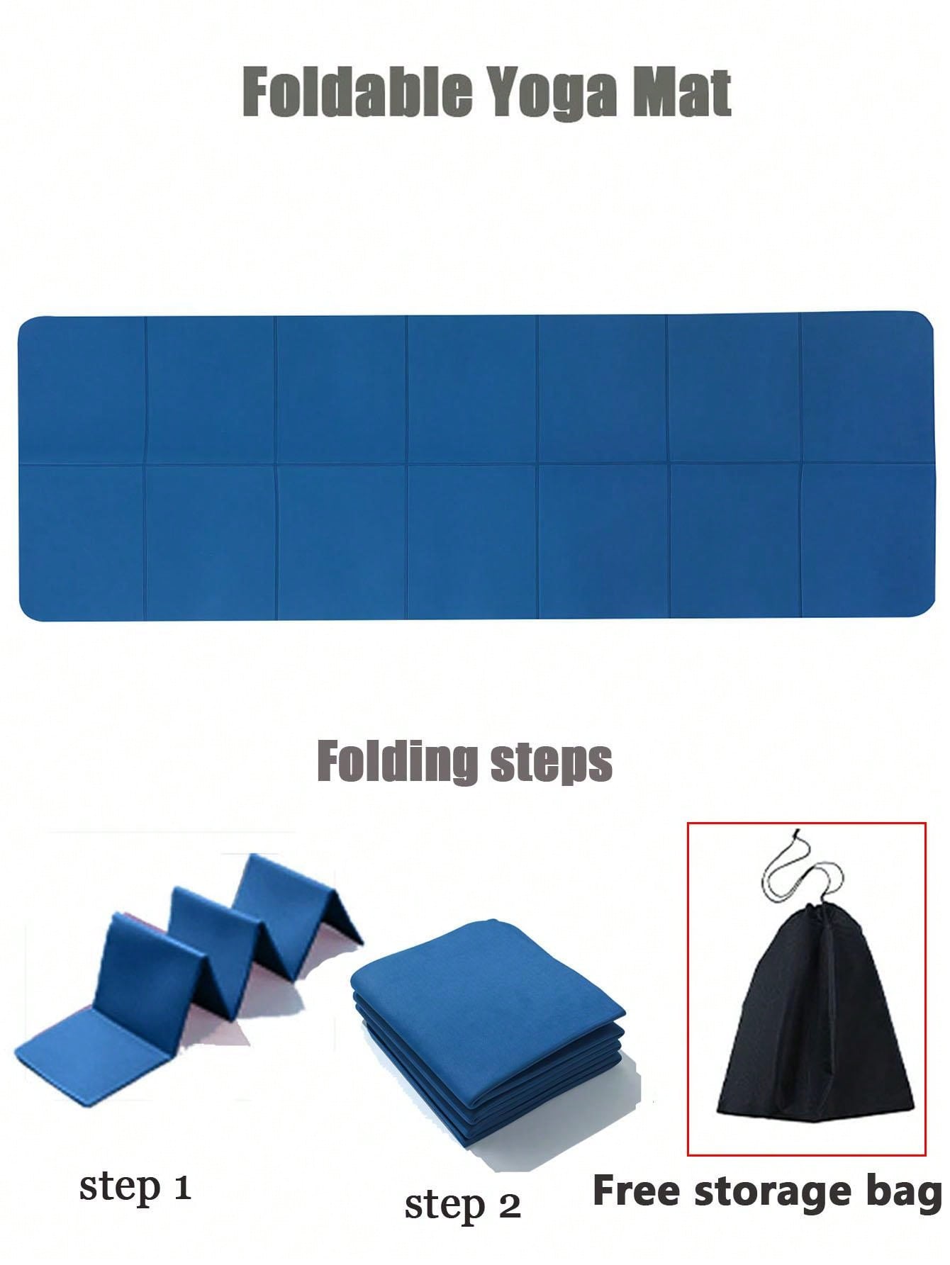 1pc 4mm Tpe Folding Portable Yoga Mat, Dual Sided NonSlip Fitness Mat