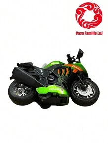 Moto Motocicleta Miniatura de Brinquedo Crianças e Coleccionadores Ferro Efeito Sonoro e Liga Luz Fricção - Multicolorido - Visão 6