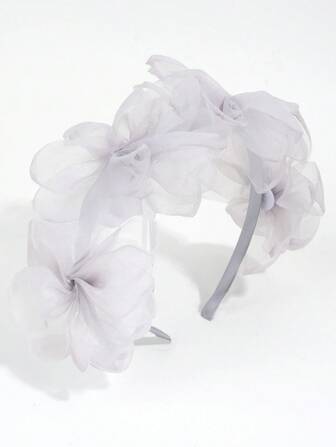 1入兒童灰色紗布花環頭箍