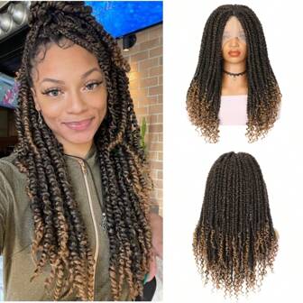 Full Lace Wigs Passion Twist Braided Wigs With Curly Ends For Full Lace Knotless Braided Wigs With Baby Hair Passion Twist Water Wave Crochet Hair