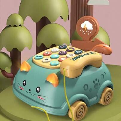 Juguetes de teléfono para bebés, juguetes musicales para bebés, juguetes musicales de coche para bebés, juguetes para niños y niñas, teléfonos de juguete para niños, juguetes educativos para el desarrollo infantil, juguetes con forma de gato lindo con luz, regalo para niños, teléfono de juguete para niños, música para niños pequeños, aprendizaje para jardín de infantes