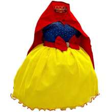 Vestido Princesa Amarelo 1 A 4 Anos Luxo Com Capa - Amarelo - Visão 1
