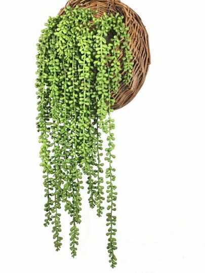 1 pezzo Decorazione da parete con cesto appeso, pianta artificiale verde a 5 punte, decorazione per interni