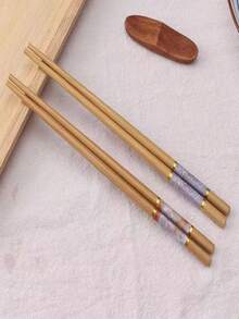 5 Pairs Of Class A Household Bamboo Chopsticks - Multicolor - View 3