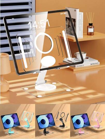 Adjustable Clear Tablet Holder,Tablet Mount,Tablet Stand For Desk, 360° Rotation Tablet Holder Stand, Multi-Angles Adjustable And Foldable,Cell Phone Stand Adjustable Phone Holer For Desk, Compatible With IPad Pro 12.9, IPad Air Mini 6 5 4 3 2 ,Compatible With Samsung Galaxy Tab,Kindle Fire,Phones, Switch, Kindle, IPads, Tablet 4-10in For Home Office Desk, Portable IPad Stand For Desk