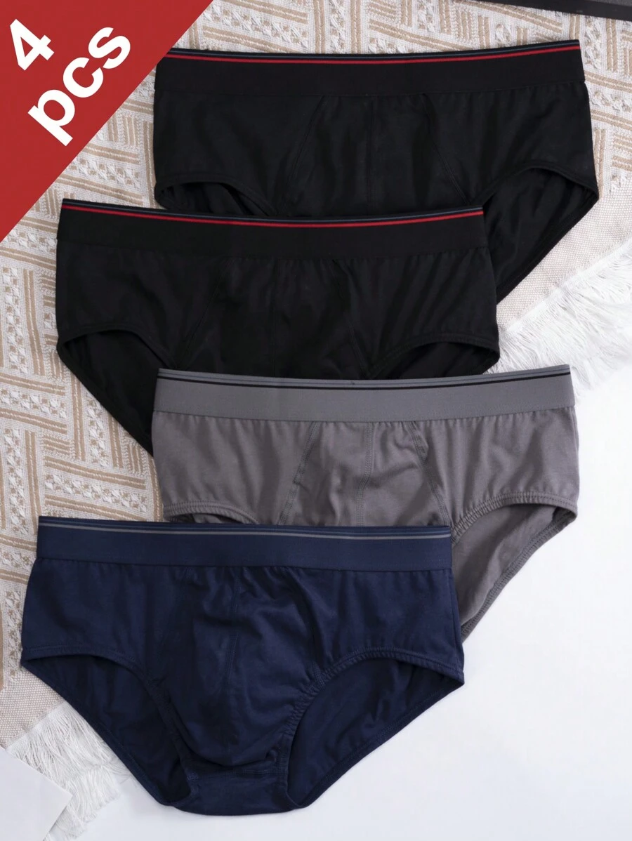 4 piezas de calzoncillos sin costuras y de colores para hombres, simples y cómodos