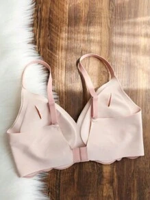 Ladies' Lightweight Seamless Comfortable Invisible Bra - Pink - Pink - View 5