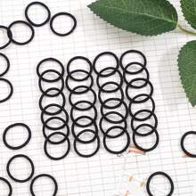 200PCS Black Elastic Hair Ties, 2cm In Diameter No Crease Finger Rubber Hair Elastics, Small Thin Hair Ponytail Holders Hair Accessories For Girls Toddlers Kids