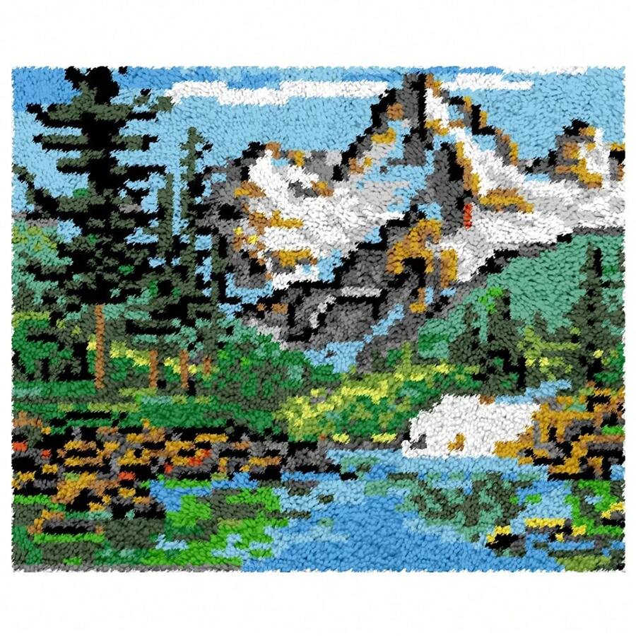 Rug Making Latch Hooking Kit | Scenery - Canvas in - Xem 1