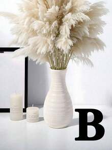 1入組PE塑料裝飾花瓶，帶有壓花設計，適用於家居和辦公室裝飾的桌上裝飾品 - 白色 - 查看 6