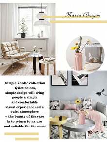 1入組PE塑料裝飾花瓶，帶有壓花設計，適用於家居和辦公室裝飾的桌上裝飾品 - 白色 - 查看 10