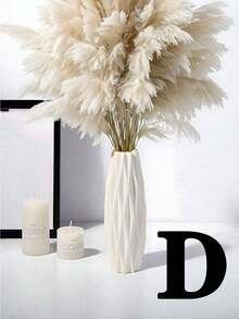 1入組PE塑料裝飾花瓶，帶有壓花設計，適用於家居和辦公室裝飾的桌上裝飾品 - 白色 - 查看 8