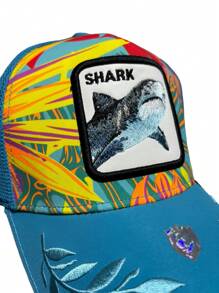 Alucin Floral Cap With Shark PatchPremium Quality - 藍色 - 查看 2