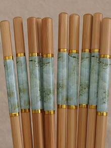 5 Pairs Of Class A Household Bamboo Chopsticks - Multicolor - View 6