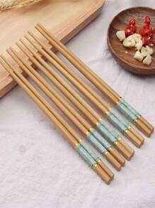 5 Pairs Of Class A Household Bamboo Chopsticks - Multicolor - View 1
