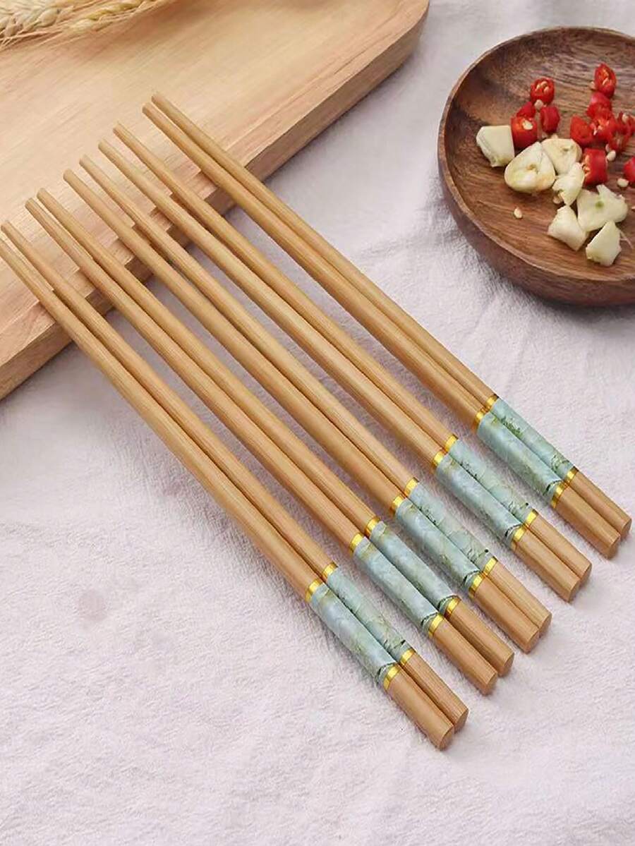 5 Pairs Of Class A Household Bamboo Chopsticks - Multicolor - View 1