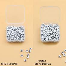 200 件編號細節壓克力珠首飾配件 - 黑與白 - 查看 3