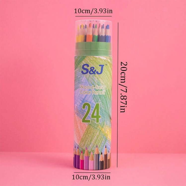Set Of 24 Oil-Based Color Pencils, With A Bucket For Coloring, For Students, Drawing - Multicolor - View 4
