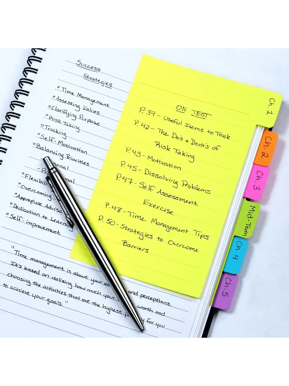 1pc Index Divider Sticky Notes, Tabbed Self-Stick Lined Note Pad, 60 Ruled Notes, Assorted Neon Colors, Random Colors
