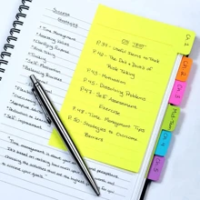 1pc Index Divider Sticky Notes, Tabbed Self-Stick Lined Note Pad, 60 Ruled Notes, Assorted Neon Colors, Random Colors,School Supplies,Back To School