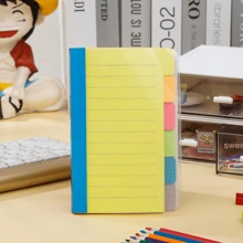 1pc Index Divider Sticky Notes, Tabbed Self-Stick Lined Note Pad, 60 Ruled Notes, Assorted Neon Colors, Random Colors,School Supplies,Back To School