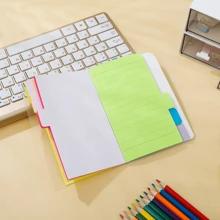 1pc Index Divider Sticky Notes, Tabbed Self-Stick Lined Note Pad, 60 Ruled Notes, Assorted Neon Colors, Random Colors,School Supplies,Back To School