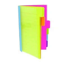 1pc Index Divider Sticky Notes, Tabbed Self-Stick Lined Note Pad, 60 Ruled Notes, Assorted Neon Colors, Random Colors,School Supplies,Back To School