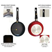 7.1 Inch Mini Red Aluminum Non-Stick Frying Pan With Flat Bottom, Single/Serve Cooking, Suitable For Gas Stove - Red - View 7
