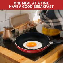 7.1 Inch Mini Red Aluminum Non-Stick Frying Pan With Flat Bottom, Single/Serve Cooking, Suitable For Gas Stove - Red - View 5