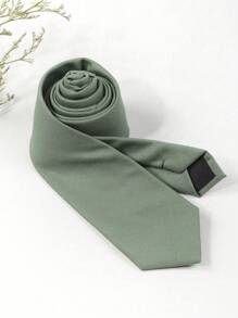 1pc Men's Fashionable Solid Mint Green Suit Fabric Versatile Necktie Men Necktie - Mint Green - View 3