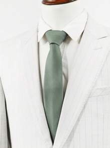 1pc Men's Fashionable Solid Mint Green Suit Fabric Versatile Necktie Men Necktie - Mint Green - View 2